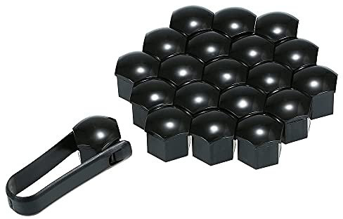 MINIKS 20 Stück 17mm 19mm Radschraubenkappen Auto Radmutterkappen für Porsche Boxster 987 Boxster 981 Cayenne, Radschrauben Kappen Auto Sechskant Radmuttern Abdeckung,A-17MM/BLACK
