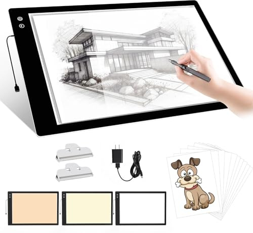 PICOVISTA A2 Light Pad for Diamond Painting, Light Box for Tracing, A2 LED Light Board, 3-Color Light Diamond Painting Light Board for Tattoo Drawing, Streaming, Sketching, Animation, Stenciling