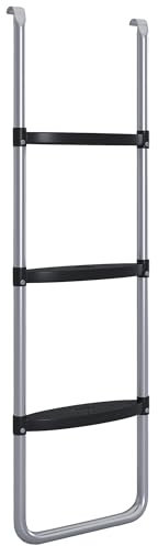 SPORTNOW Échelle de Trampoline à 3 ou 2 marches escalier de Trampoline avec marches Larges Horizontales, Crochet Universel, capacité de 120 kg, 110 x 32 cm Argent