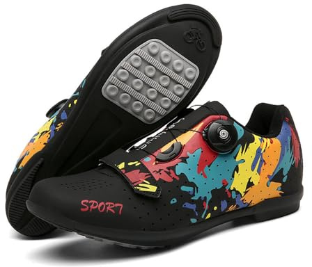 Mateju Zapatillas De Ciclismo Hombre Y Mujer, Adulto, Suela De Goma Respirable Antideslizante, Exterior, Unisex Sin Sistema De Bloqueo