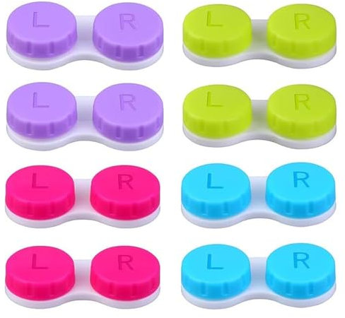 8 Packs Contact Lens Cases, Contact Lenses Holder Box with Left/Right Caps for Home Travel Outdoor