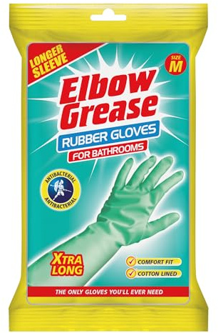 Elbow Grease Rubber Gloves for Cleaning Bathrooms (1 Pair - Size Medium)
