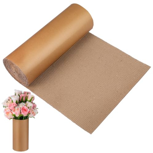 Artibetter Corrugated Cardboard Roll Single Face Cardboard Sheets for Crafts Packing for Mailing Shipping Storage Wrapping and DIY Projects Easy to Trim 500.00 X 30.00 X 0.30 Cm