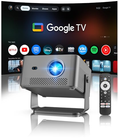 Magcubic Proiettore 4K con Google TV Stick, 1080P Nativo Proiettore Portatile 800ANSI con WiFi Bluetooth, Messa a Fuoco Automatica Correzione Trapezoidale, Rotazione 180°, Mini Projector HY450GT