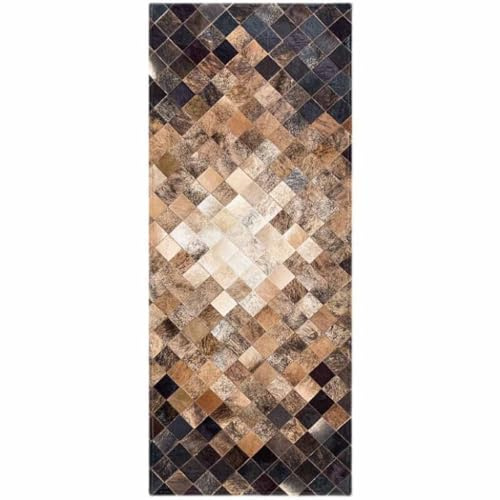 Suixtil Alfombra de Piel Vaca retales, Rectangular, Suave, marrón, Alfombra auténtica Absorbente Sonido for Sala Estar, brasileña Origen ético(800MMx2000MM)