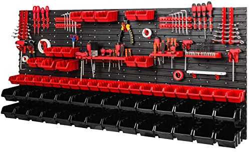 PAFEN Lagersystem 780x1728mm Stapelboxen Wandregal 40 Halterungen Sichtlagerkästen Schüttenregal 64 Boxen 4 Fächer