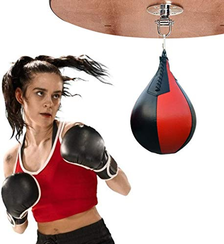 CMLLING Speed Bag Plattform Hängende Lochkugel für MMA Muay Thai Training Reflex Boxkugel (1 Stück) (Rot + Schwarz)