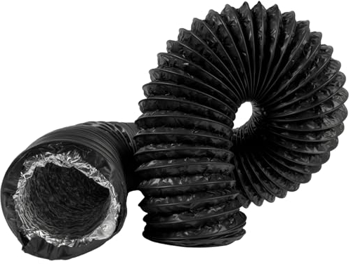 20 cm / 200 mm - 3 m lang Schwarz Luftkanal, Flexibler Luftschlauch, 4-lagiger HVAC-Belüftungssch Ablufts, Einlassschlauch chlauch – ideal für Gewächshauszelte, Growbox, Hauslüftungs-Registerlinien