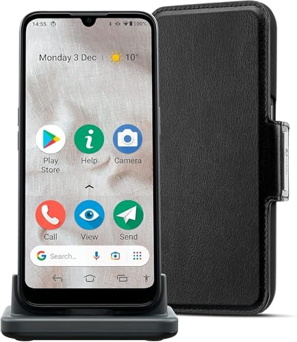 Doro 8100 Plus 4G Smartphone Android Seniores - Teléfono Móvil para Mayores - Fácil - Resistente al Agua - Triple Cámara 13MP - Pantalla 6.1 - Botón SOS - GPS - 2GB +32GB - Base Carga - Funda