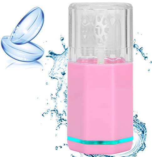 Kontaktlinsenreiniger, Kontaktlinsenbehälter, Tragbare Kontaktlinsen-Reinigungswerkzeuge, Automatischer Ultraschallreiniger für Den Heim- oder Reisegebrauch(Rosa)