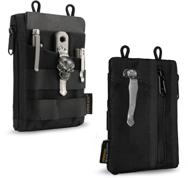 VIPERADE VE16N EDC Pouch, Men's EDC Organizer with 5 Pockets, 2 Zipper Pockets, Slim EDC Wallet, Multitool Pouch for Everyday Carry (Black)
