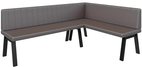 FURNISTAR Eckbank Akiko Metal A - Eckbankgruppe für Ihrem Esszimmer, Küche modern, Sitzecke, Essecke. Perfekt für Küche, Büro und Rezeption. Solide und Starke Verarbeitung. (196x142-Rechts-Soft30)