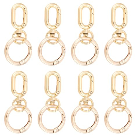 UNICRAFTALE 8Pcs Fermoirs Pivotants Alliage avec Anneaux à Ressort 59mm Doré Double Ouverture Crochets à Ressort Métal Clip Déclencheur Boucle de Porte-Clés à Ressort pour Porte-Clés Sacs Sacs à Main