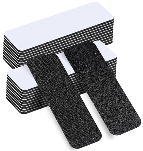 Velcro Adhesivo Doble Cara 3x10cm - Pack 20 Piezas Negro Extrafuerte Reutilizable para Alfombra, Decoraciones y DIY (Rectángulo)