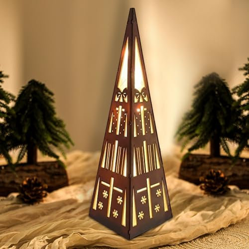 Decorazione natalizia in legno illuminato, piramide, decorazione natalizia per interni in legno, illuminazione natalizia, piramide luminosa, decorazione in legno, funzionamento a batteria, per