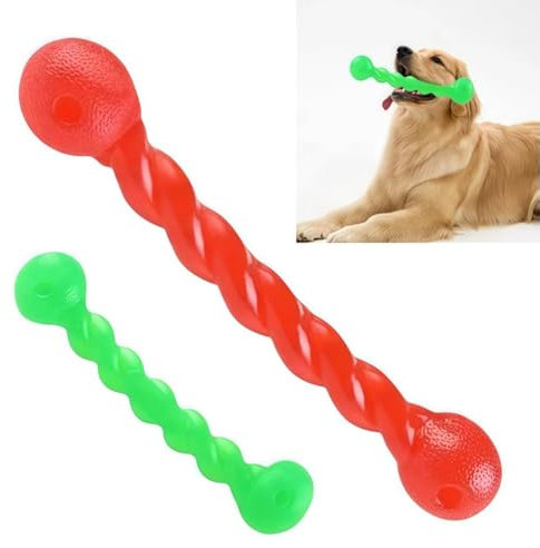 XIKTTK Hundespielzeug für Zähne 2 Pieces, Kauspielzeug Hund, Hundespielzeug Kauen Wurfstick aus Gummi, Kauspielzeug Welpe, Beißspielzeug Hund für Zähne Reinigen und Zahnfleisch Massieren, 19cm+29cm