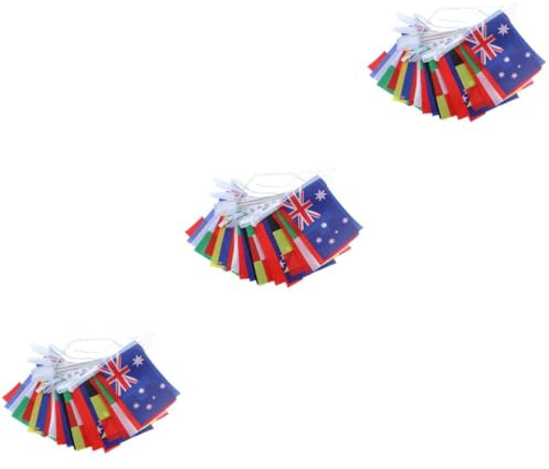 Mobestech 3 Sätze Flaggenschnur Flaggen Länderflaggen Internationale Flaggen Länderflaggen Wimpelflaggen Länderflaggen Dekorationen Internationale Wimpelkette Anhänger Banner