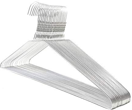 DODIN HOME - Confezione da 30 grucce in filo metallico argentato, salvaspazio, con barra per pantaloni, vestiti, magliette, vestiti (argento, 30)