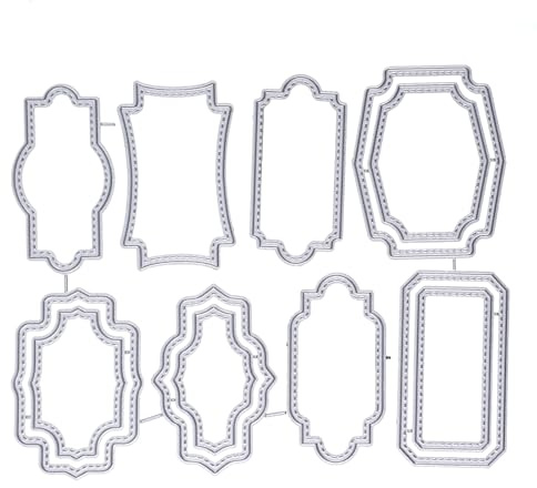 8 Teile Stanzschablonen Set, Stanzschablonen Neuheiten Stanzformen Stanzen für Stanzmaschine Hintergrundrahmen Metallstanzungen Rahmen Rechteck Album Papier Karten Herstellung für Papierprojekte DIY