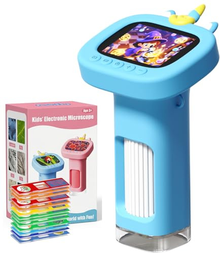 Wixzor 1200X Microscope numérique pour Enfants : Microscope Enfant avec Écran HD IPS 2,4 Pouces et 9 Lumières LED, Sciences de Plein air pour Les 3 Ans et Plus