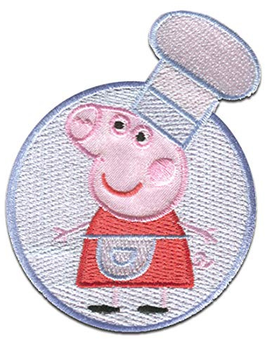 Aufnäher/Bügelbild - Peppa Wutz 'Köchin' - grau - 6,3 x 8,3 cm - by Entertainment One © Patch Aufbügler Applikationen zum aufbügeln Applikation Patches Flicken