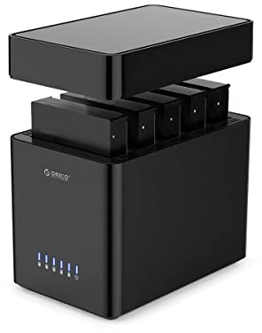 ORICO Tool-Free 5 Bay USB 3.0 3,5 Zoll Magnetic-Type Festplattengehäuse für 3,5'' SATA HDD bis zu 5x18TB, Festplatte Dockingstation Kompatibel mit Windows/Mac OS/Linux (DS500U3)