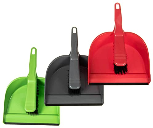 SIDCO Kehrgarnitur 3 x Kehrset Schaufel und Besen bunt Handfeger Kehrblech