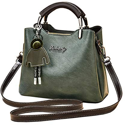 BUKESIYI Damen Tasche Umhängetasche Handtasche Frauen Klein Schultertasche Weekender Lack PU Leder DE77257 Grün