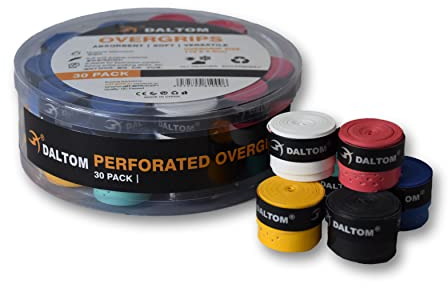 Daltom Tennis Griffband 30 Stück - 6 verschiedene Farben - aus rutschfestem PU-Material - Griptape für Badminton - bequem, luftdurchläßig und schweißabsorbierend