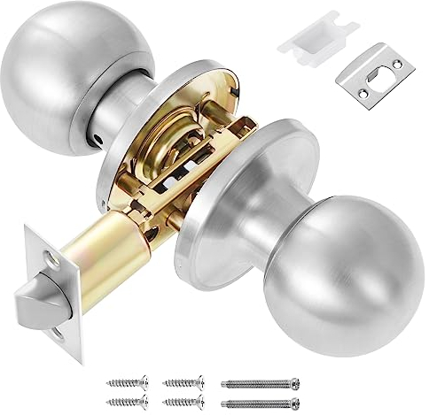 Knpwer Türknauf mit Schloss, Metall Drehbar Kugelknauf Rund Türgriff, Türdrucker Türklinke