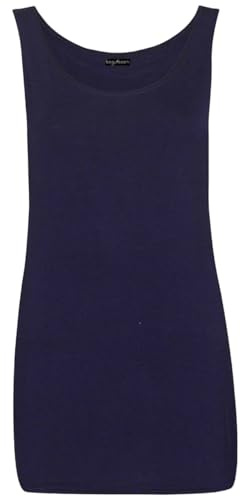 Women's Scoop Neck Sleeveless Ladies Long Soft Stretch Plain Vest Casual Strappy T-Shirt Top