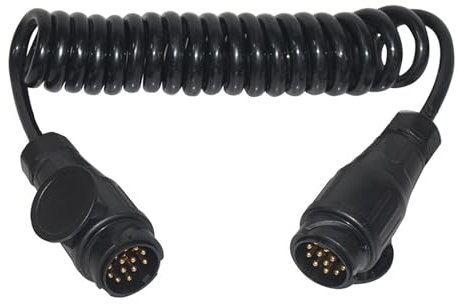 Yeeliv 13-Pin to 13Pin Coiled Extension Cable Trailer Cable, 1.5M Cable Wiring Connector 12V Plug Socket, Electric Trailers Trailer Plug Adapter 13 Pin for Trailer Boat Trailer Tractor caravan