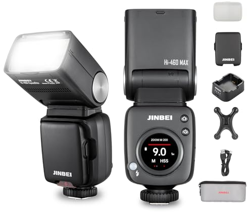 JINBEI Hi-460MAX Flash Écran Tactile innovant à Cadran Batterie au Lithium 2000 mAh, Temps de Recyclage de 0,05 à 1,7 s, Griffe Universelle (Hi460MAX)