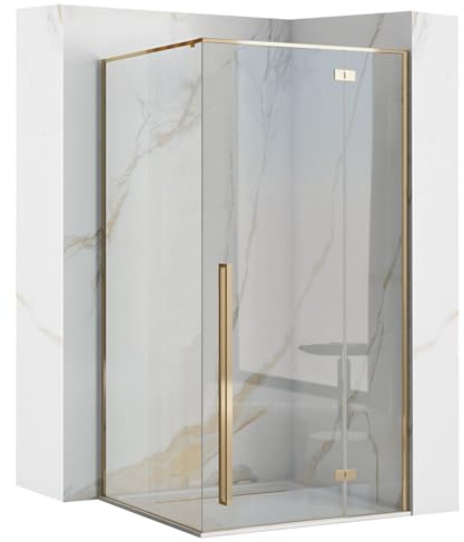 Rea FARGO GOLD DUSCHKÅP 90X90x195 cm Transparent härdat säkerhetsglas 6mm (guld) Utan duschkar