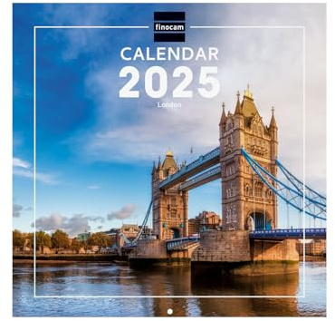 Finocam - Internationella väggbildskalender 2025 månad Visa januari 2025 - december 2025 (12 månader) London International