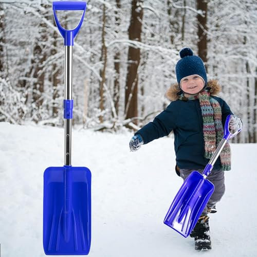 Pala da neve per bambini, 70-85 cm, piccola pala da neve per bambini, in plastica, portatile e rimovibile, pala per bambini per esterni