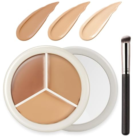 Concealer,Tri-Color Concealer Make Up,Full Cover Concealer Palette,Corrects Dark Circles Red Marks Scars& Softens Fine Lines,Highlight Contours Waterproof Long Lasting Concealer Matte (1 Pcs, 9g)