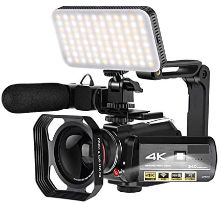 Cámara de video, videocámara, Videocámara videocámara 4k, AC3 IR Visión nocturna Wifi Digital Vlogging Cámara Profesional, Tuber Vlogging Clamorders Full HD para reuniones familiares, partidos de fútb
