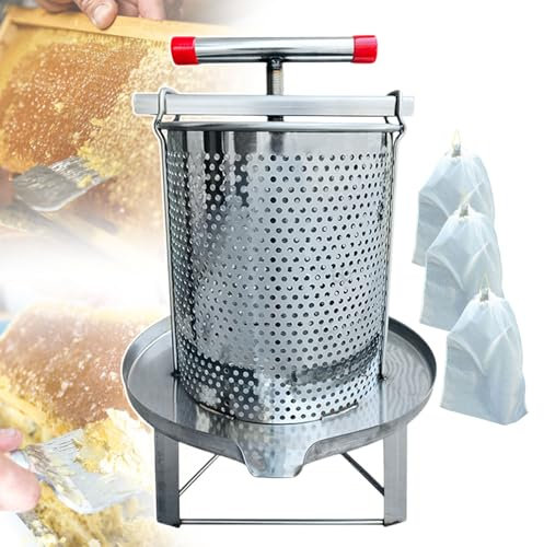 pealiritansemen Honigpresse Für Den Haushalt, Manueller Bienenseparator Mit 3 Honigfilterbeuteln, Bienenstock-Wabenschleudermaschine Aus Edelstahl Für Hobby-Imker