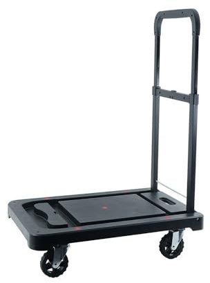 LIBANGRONG-888 Transport Trolley, Foldable Push-Pull Flatbed Trolley, Portable Shopping Trolley, Transporter, Trailer, Hand Cart Folding Trolley (Black)