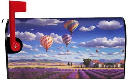 Briefkastenabdeckung, Lavendel-Heißluftballon-Druck, strapazierfähiges Oxford-Tuch, für amerikanische Standard- und große Briefkästen