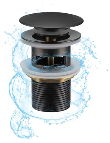 Dunkwckore Tappo Lavandino Bagno, Piletta Click Clack, Tappo Scarico Del Bagno a Scomparsa, Piletta Bidet Acciaio Inossidabile, Saltarello Lavandino Lavabo, Tappi Universale Pop Up per Cucina, Nero