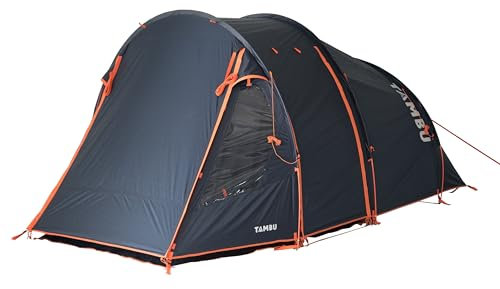 TAMBU ABAKASA 4 Tunnelzelt für 4 Personen – Familienzelt mit Stehhöhe, 100 % recyceltem Polyester, großer Vorraum, wasserdicht, nachhaltiges Campingzelt