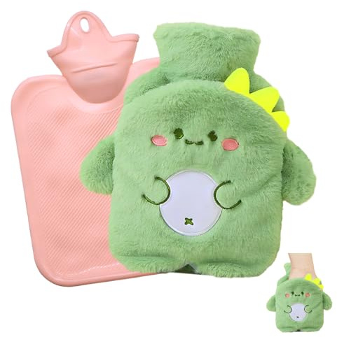 Wärmflasche Kinder, 500ML Süße Wärmflasche Tier mit Bezug Flauschig, Reinigung Abnehmbar, Explosionsgeschützt und Auslaufsicher PlüSch Wärmflaschen Tier für Kinder und Erwachsene