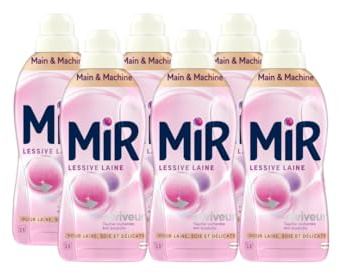 Mir - Lessive Liquide Laine - Main & Machine - Raviveur - Formule Unique 3en1 - Douceur - Fibres - Tenue - Toucher Cachemir - Anti-Bouloche - Pour Laine - Soie - Délicats - 78 Lavages