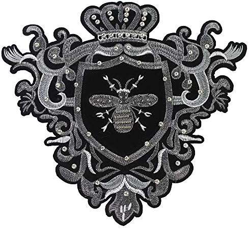 Aufnäher mit Bienenkrone, bestickt, zum Aufnähen auf Jacke, Rückseite, 1 Stück