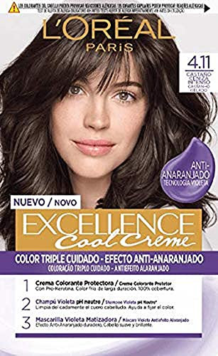 L'Oreal Paris Excellence Cool Creme Tinte Permanente, Tono 4.11 Castaño Ceniza Intenso, 260 g (Paquete de 1)