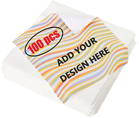Muka 100 Pcs Custom Microfiber Cleaning Cloth 6X6 Inch Full Color Printed Microfiber Cloth Promotional Item for Eyeglasses Lenses Electronics and Screens-5.9 x 5.9
