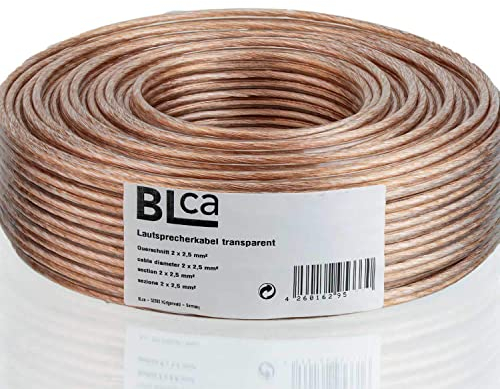 DCSk BLca - 2 x 2.5 mm² - 10m -Cavo per altoparlanti - HiFi Cavo per Altoparlanti e Casse Audio per Auto, CCA Rame, Trasparente