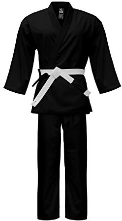 PFG Vital Light Weight Karate Uniform - Kids Adults Karate Gi - White Belt Included (Black, 0000)